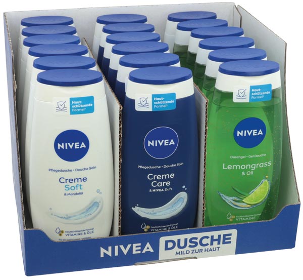 Nivea Dusch 250ml 18er Mixkarton 3fach sortiert