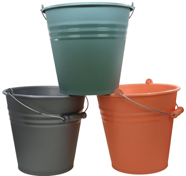 Eimer 10 Liter Zinkoptik m. Metallbügel+Holzgriff