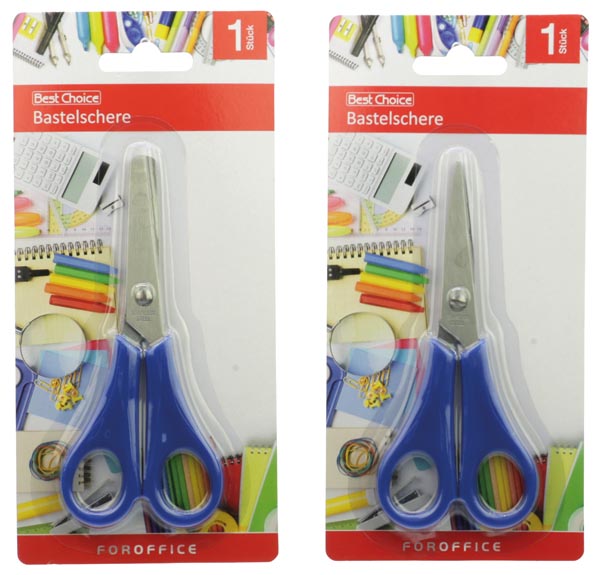 Schere 13x5,5cm 2fach sortiert, rund und spitz,