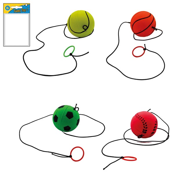 Ball 4,5cm Return, Ball mit Gummiseil 4 Fb.sort
