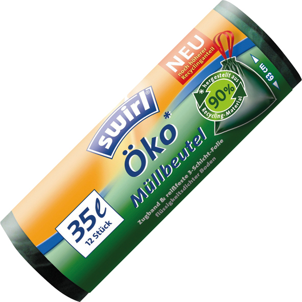 Swirl Öko-Müllbeutel 35 Liter mit Zugband 12 Btl