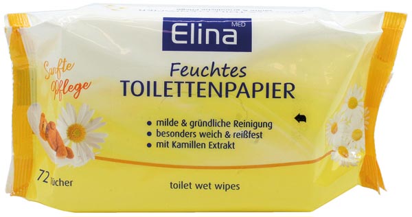 Elina Toilettenpapier feucht 72er Kamille 18x12cm