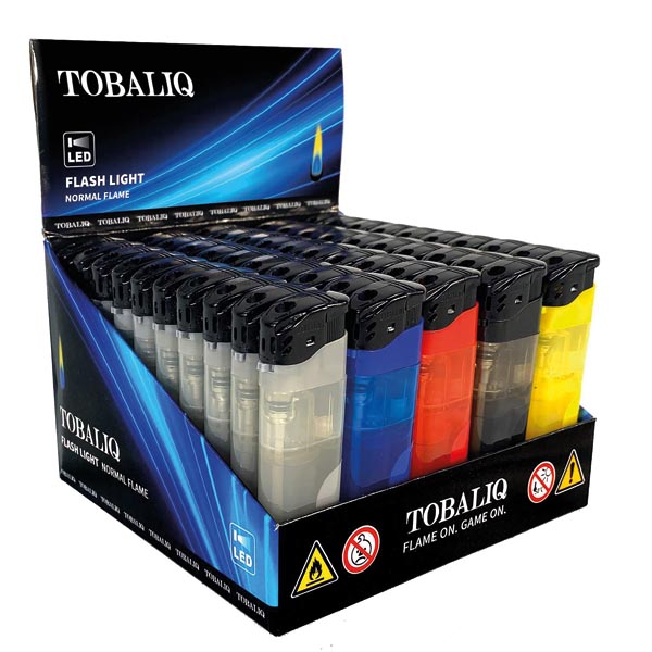 Feuerzeug elekt. mit LED Lampe 50er Disp.