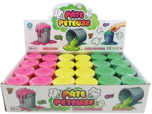 Schleim mit Pupsgeräusch in Dose u. Display