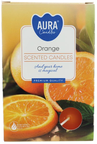 Teelichte Duft 6er Orange farb. Faltschachtel