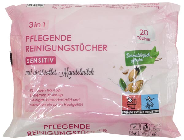 Feuchttücher 20er 3in1 Sensitiv mit Mandelmilch