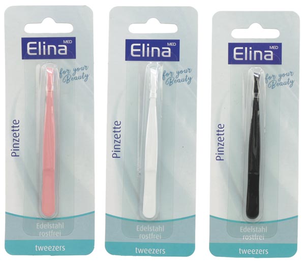 Pinzette 3 farbig 8,5cm auf Blisterkarte Schwarz,