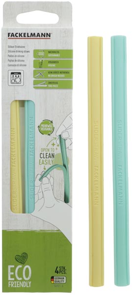 Trinkhalme 4er Set Silikon, 21cm ECO Friendly
