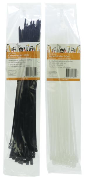 Kabelbinder 50er 4,6x350mm schwarz/weiß sort.