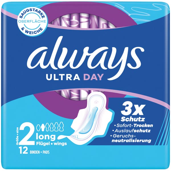 Always Ultra Dünne Binde Long mit Flügeln 12er