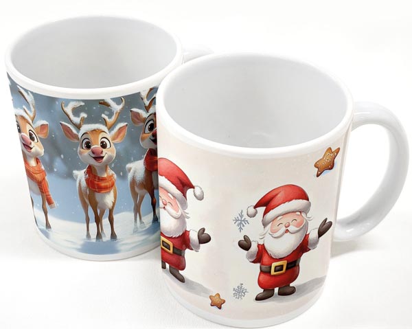 Kaffeebecher mit Santa oder Rudolph 9,5x8cm