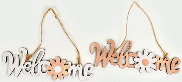 Welcome Schild XL 15x5cm aus Holz als Aufhänger