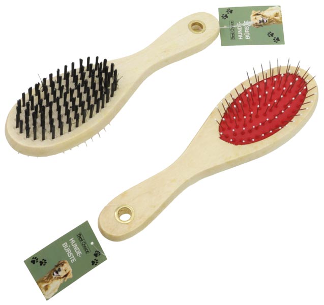 Hundebürste 2seitig 21x6cm natur hell