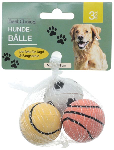 Hunde Bälle 4cm Durchmesser 3fach sortiert