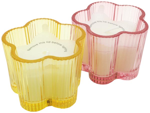 Kerzenglas Blumenform im gestreiften Glas,