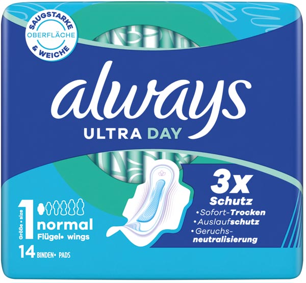 Always Ultra Dünne Binde Normal mit Flügeln 14er