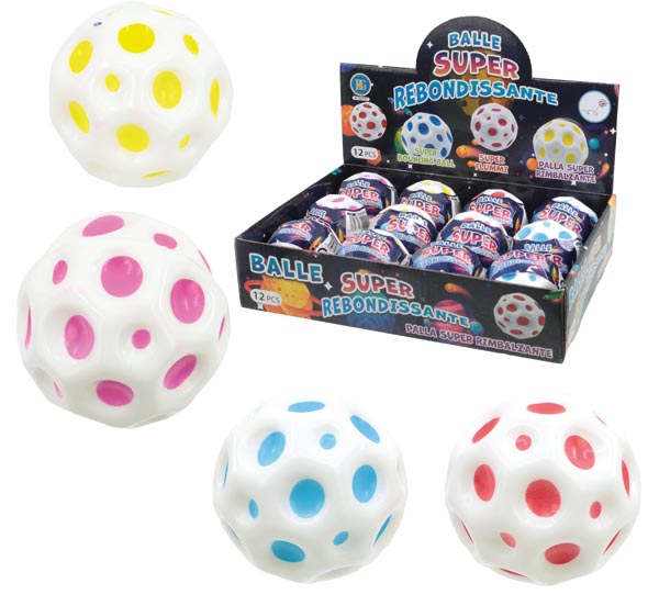 Superspringball 60mm, 4 Farben sortiert, im Display