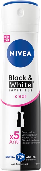 Nivea Deospray 150ml Black&White Invisible Clear