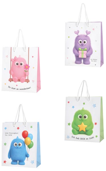 Mutmacher Geschenktüte 24x20cm, 4 Designs sort. , beidseitig