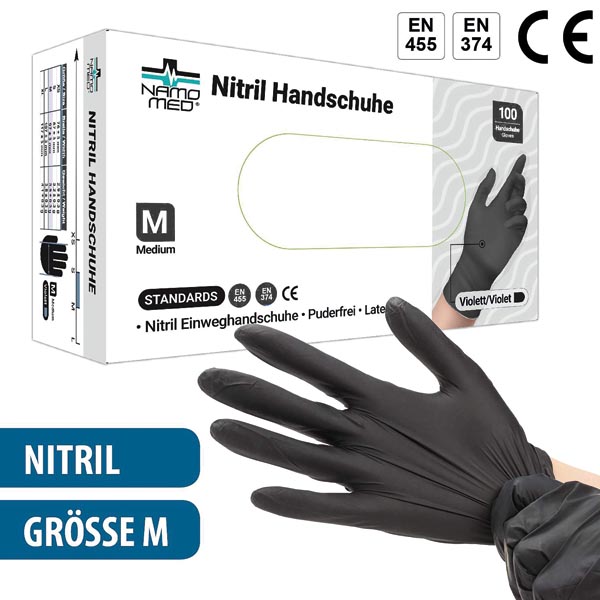 Einweghandschuhe Nitril 100er Größe M schwarz