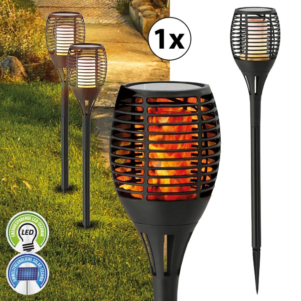 Solar Fackel LED XXL Gartenfackel schwarz 75cm