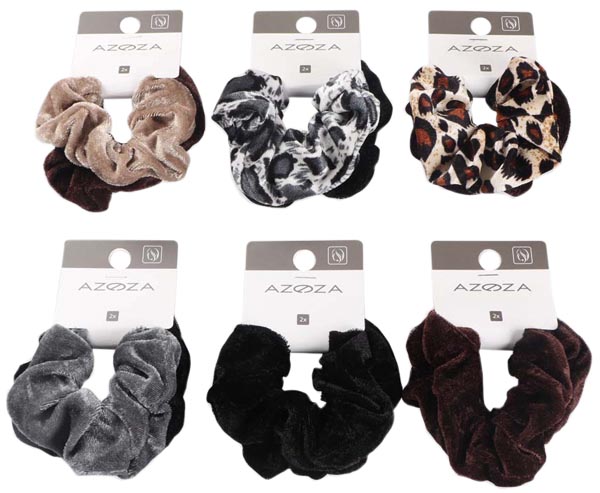 Haargummis Scrunchies 2er Mittel 6f. sortiert