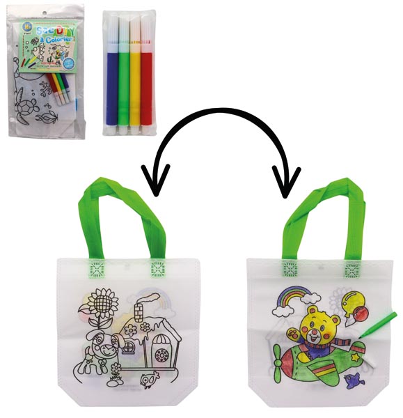 Tasche zum ausmalen mit 4 Stiften in 4 Farben