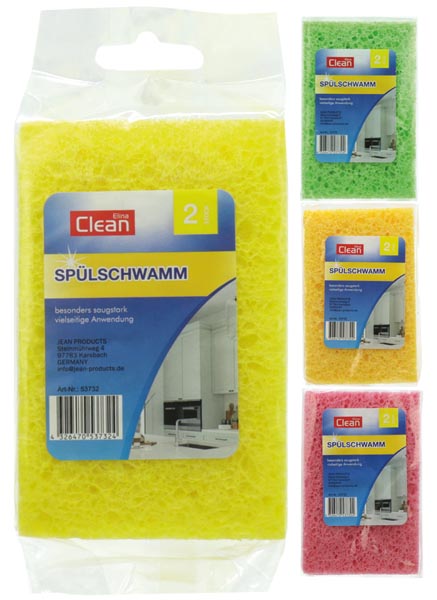 Spülschwamm 2er 11x7x2cm 4farbig sortiert