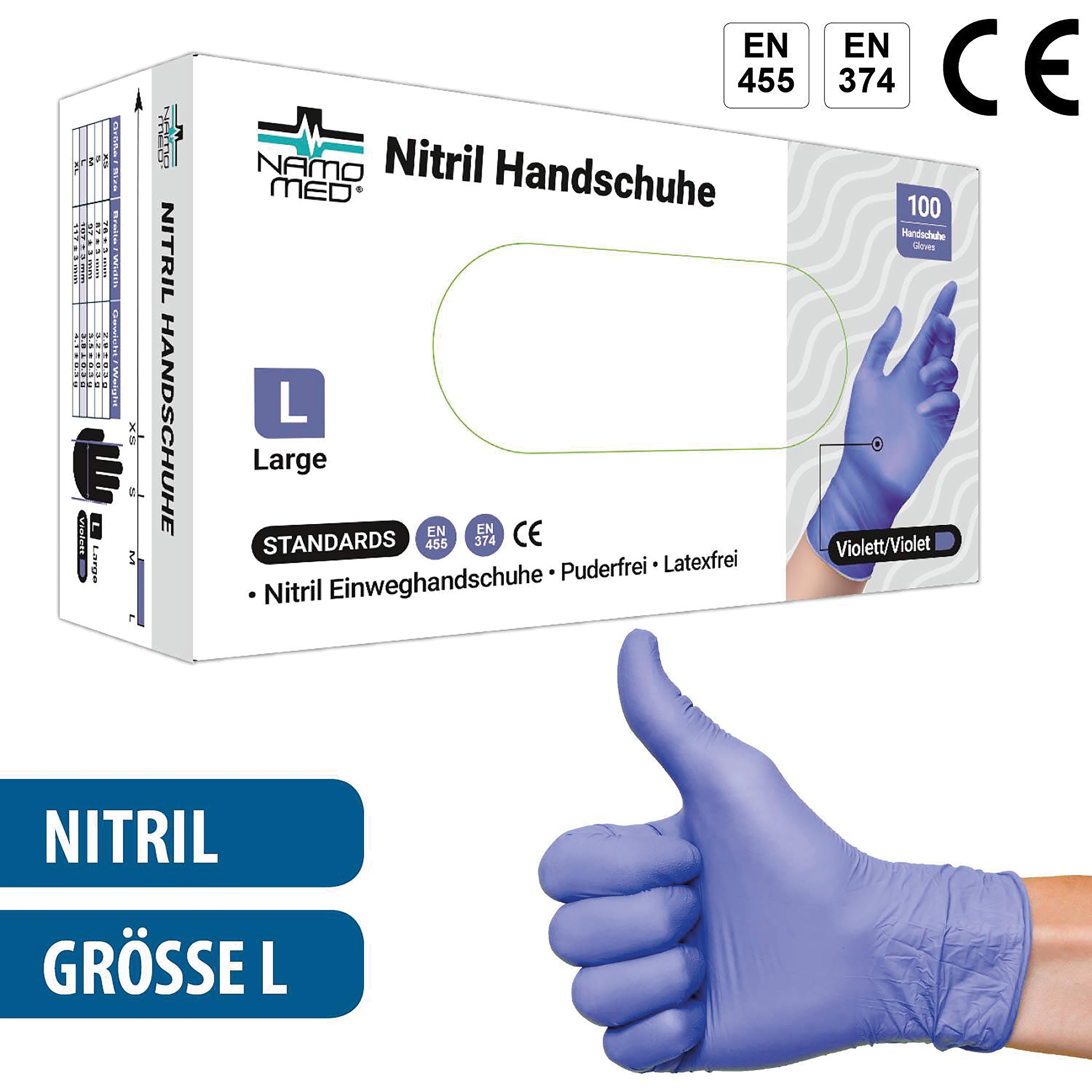Einweghandschuhe Nitril 100er Größe L violett