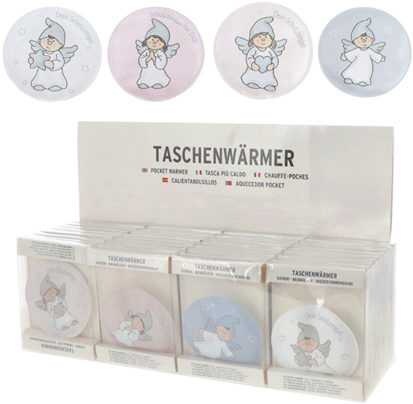 Taschenwärmer Schutzengel, rund, 4/s, ca. 9cmD