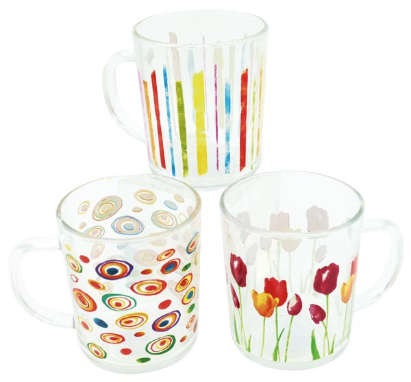 Glasbecher XL 200ml,tolle Motive, 3fach sortiert